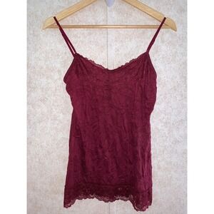 Maurices Burgundy Lace Trim Camisole Tank Top Women's Size Medium